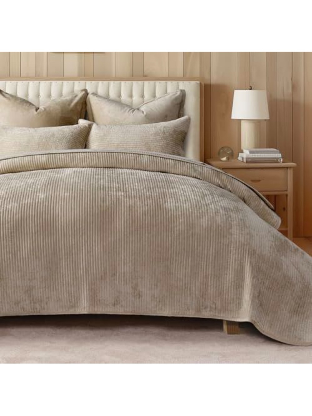 Velvet Quilt Set Queen Size - Taupe